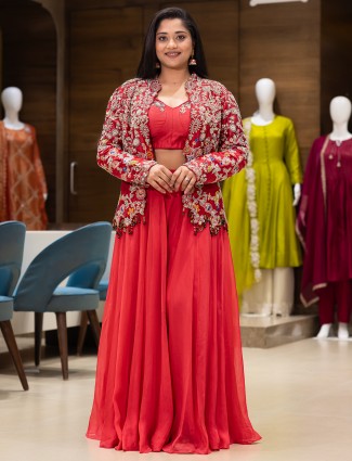 Light red palazzo suit with jacket