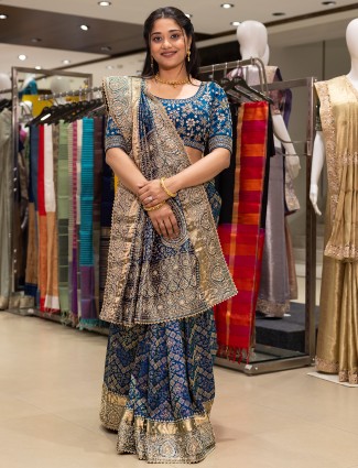Dark purple dola silk resham weaving wedding wear saree