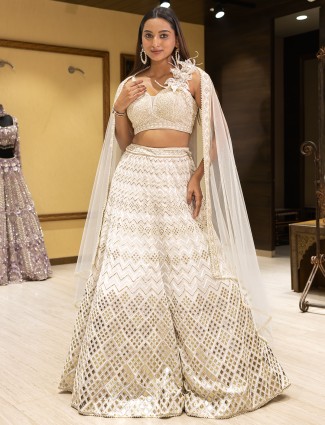 Alluring white silk lehenga choli