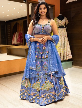 Blue lehenga choli in stunning silk