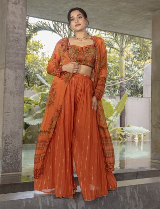 Orange printed georgette women’s salwar suit